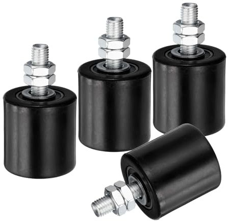 sourcing map Lot de 4 rouleaux de guidage pour portail coulissant, 5,1 cm en nylon, support de portail, guide universel à roulement à billes scellé pour porte coulissante, noir