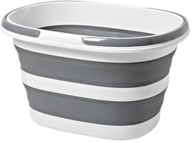 Secchio Pieghevole For Bucato, Secchio For Mocio, Doppio Contenitore Quadrato Portatile, Contenitore Portatile, Cesto Multiuso For Vestiti Sporchi.(Grey 16L)