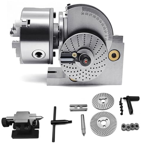 OABIWEGH Präzisions-Teilapparat-Set Mit 4/5/6 Zoll Spannfutter 3-Backen-Semi-Universal-Frässatz Mit Reitstock Und Teilscheiben Für Fräs-, Schleif- Und Bohrmaschinen(Size:5In)