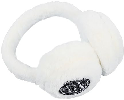 GALPADA Wireless Ear Muffs Music Player, Plush Winter Headphone Earmuffs for Men and Women, White Warm Ear Covers for Outdoor Sports and Cold Weather