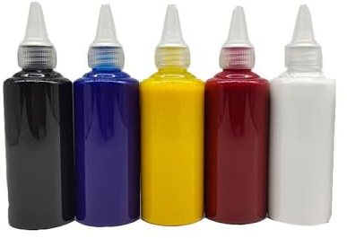 UHRSERNJ 5/6 Farben 100 ml DTF -Tinte Kompatibel mit Direkttransferfilm kompatibel mit PET -Film funktioniert mit Desktop und großformatigen DTF -Druckern(5color)