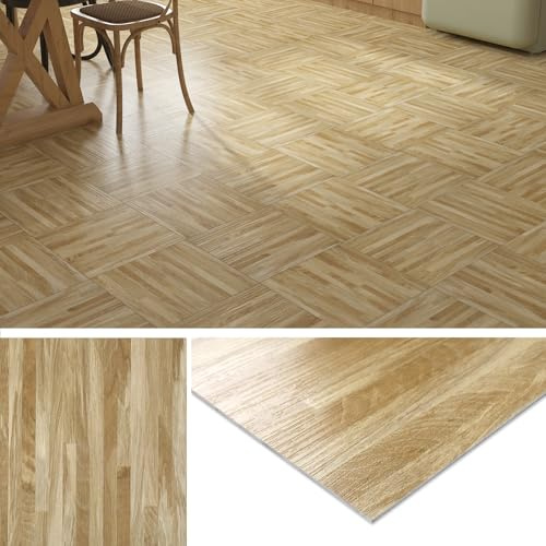 Livelynine Dalle PVC Adhesive Sol Cuisine Salle de Bain Imitation Bois 30x30CM 16 Dalles PVC Adhesive Sol Imitation Parquet Imperméable Revetement Carrelage Adhesif Sols Toilette Salon Bois Clair
