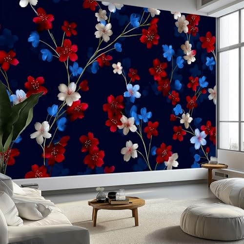 Carta da Parati Panoramica Fiori Piante Ciliegio 200 x 140 cm Foto Decorazione Murale Carta Da Parati Per Soggiorno Adulto Camera Bambini Sfondo Tv - Multicolore Parete