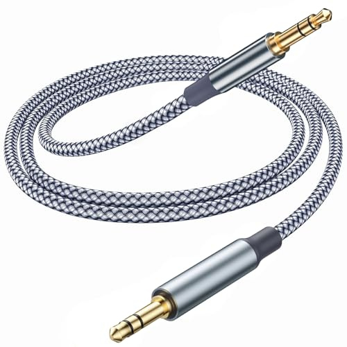 Ticenpe Cable auxiliar, cable de audio de 3,5 mm [1,2 M] estéreo jack a jack, cable trenzado de nailon para auriculares, coche, PC, teléfono móvil, altavoces, sistemas estéreo, reproductores MP3, MP4