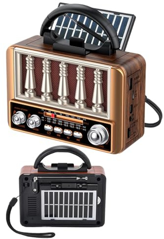 Mppchhn Radio Vintage,Altavoz Am/FM con Soporte para Teléfono - Receptor Exterior Portátil,para Hogar Oficina Patio Escritorio Mesita de Noche Senderismo Supervivencia Adultos Ancianos