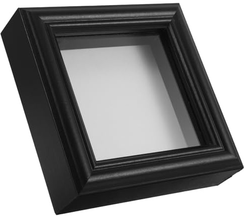 MOTHNUR Insect Display Frame Shadow Box with 5-Inch Black Glass Frame, 12.8X12.8Cm Framed Specimen Case for Tabletop Collection and Entomology Display