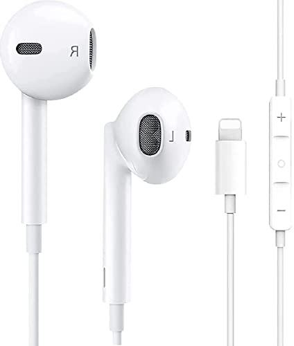 Qi Gxinr In-Ear Headphones for iPhone 14, Wired Earphones with Microphone and Volume Control Earbuds Compatible with iPhone 13/12 Mini/SE/11/X/XS/XR/8/7[Plug and Play, No Bluetooth]