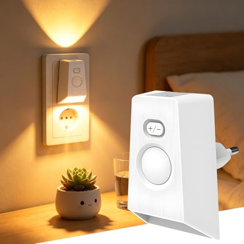 Kaezuy Nachtlicht mit Bewegungsmelder Steckdose Nachtlicht Dimmbar Bernstein LED mit Bewegungsmelder Licht 3-5M 30/60/100lm für Kinderzimmer Schlafzimme Küche Treppe (A)