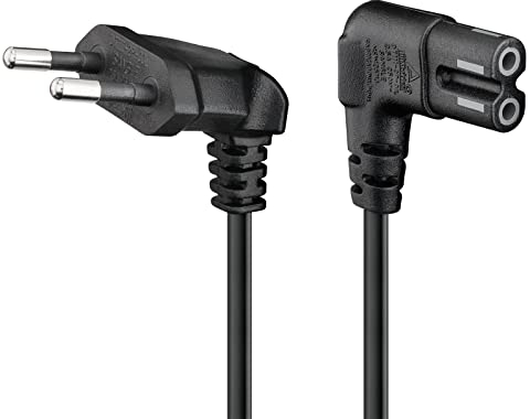 Goobay 97354 Cable de alimentación Euro acodado en Ambos Lados; Enchufe Euro Negro (Tipo C, CEE 7/16) > Toma de Aparato C7, Compatible con TV Samsung, LG, Philips, ps4 etc. / 3 m