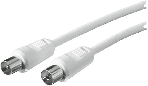 SCHWAIGER Antenna Connection Cable 90 dB 10.0 m White IEC Plug > IEC Female Double Shielding 75 Ohm Digital HDTV DVB-C/DVB-T2