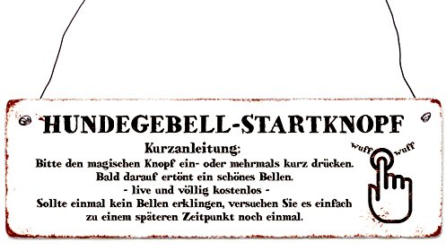 Interluxe Holzschild Türschild HUNDEGEBELL-STARTKNOPF *Shabby-Weiss* lustiges Klingelschild Hund