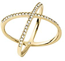 Michael Kors Pave X Gold Ring, Size 5