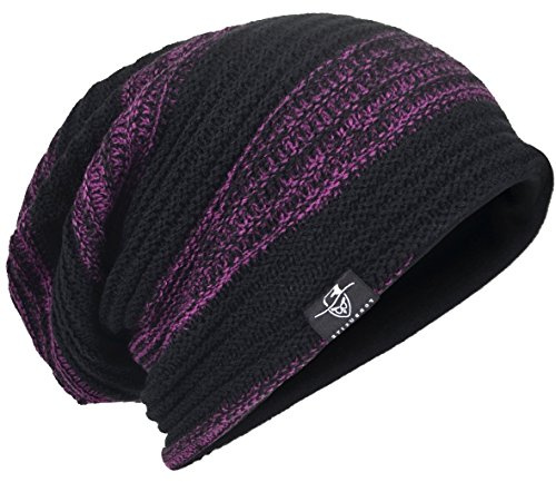 Herren Übergröße Beanie Slouch Schädel Kappe Stricken Winter Strickmütze B08
