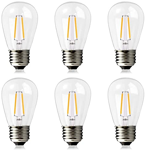 BRIMAX S14 LED Light Bulbs, 2 Watt Warm White 2700K, Shatterproof, AC220-240V, E27 Screw Base Outdoor Lamp, 20W Incandescent Equivalent, Non-Dimmable, 6 Pack