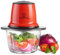 MisterChef Red Mini Chopper, Blender, Food Processor, 3 bi-Level Blades - Energy Saver 200W with Turbo - 1.5L Food Capacity Glass Bowl - 2 Year Warranty - Metallic Red