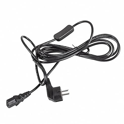 Mextronic Netzkabel 3 m Schuko Schutzkontaktstecker (gewinkelt) + Schalter 300SW C13 schwarz