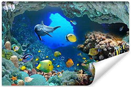 Muralo Fototapete Selbstklebend Natur, Ozean, Meer, Wasser - 180x120 cm | Fantasievolle Tapete, Unterwasserwelt, edle Optik - ideal für Wohnzimmer und Schlafzimmer, Urlaubsfeeling für jeden Tag