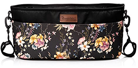 BambiniWelt Kinderwagen Organizer – Wickeltasche mit Getränkehalter & Reißverschluss, kompakte Buggy Tasche aus wasserabweisendem Mikrofaserstoff, leicht, stylisch & praktisch, Muster: Modell 1