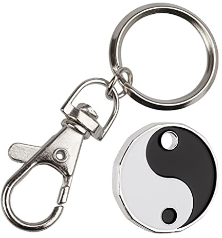 Harts 1 unit New Shape £1 coin Trolley Tokens Keyrings Supermarket Locker (yin yang)