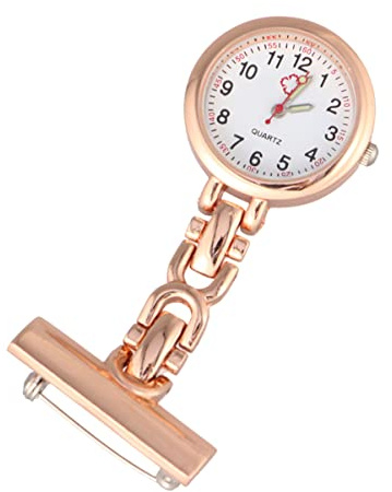UKCOCO Krankenschwester Watch: Krankenschwester FOB Uhr Clip auf Taschenuhr Quarz Revers Watch Nursing Clip mit Second Hand für estern Ärzte Rose Gold