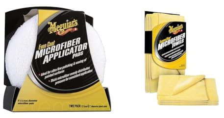 Meguiar's X3080EU Tamponi Applicatori Microfibra 5 Pollici (2 Pezzi) Per Applicazione Manuale Di Composizioni, Polishes E Detergenti Pelle - Include 3 Panni Microfibra Supreme Shine