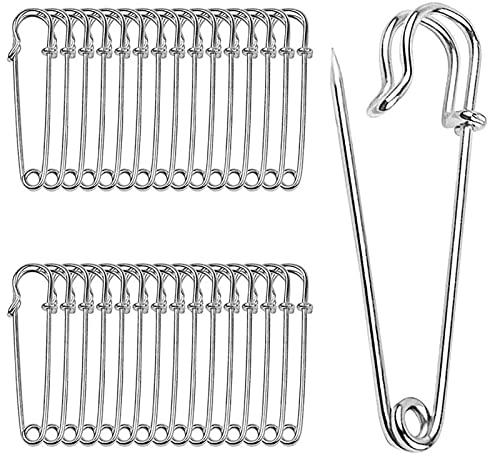 SHULLIN 30 Stück Große Sicherheitsnadeln 60 mm Rostfrei Stahl Heavy Duty Sicherheitsnadel Safety pins Kiltnadeln Kilt Pins große Pins stark und strapazierfähig für Decken Bastelröcke Brosche