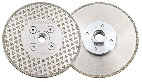 KURSTOL Lama diamantata da taglio per rettifica – 2 mola in granito da 115 mm M14 flangia, smerigliatrice angolare disco diamantato elettrolitico per smussare marmo, piastrelle di ceramica, quarzo