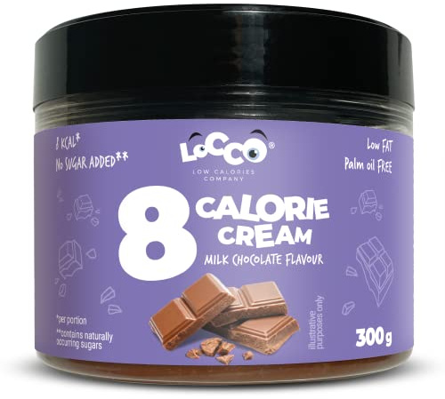 LoCCo Low Calorie Cream 8 kcal, Gluten Free Spread, Chocolate Spread No Added Sugar, Palm Oil Free, Keto, Vege, Low Carb (Milk Chocolate 300g)