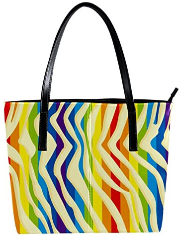 Schultertasche, leicht, lässig, Schultasche, Lehrertasche, Handtasche, Geldbörse, bunte Regenbogenstreifen, Rot, Blau, Lila, Gelb, Mehrfarbig