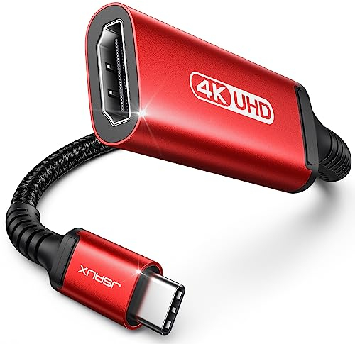 JSAUX USB C to HDMI Adapter 4K@60Hz, Thunderbolt 3/4 to HDMI Adapter Compatible with iPhone 15 Pro Max/15 Pro/15 Plus/15,MacBook,iPad,iMac,Samsung S23/S22/S21/S10/S9 Note 10 Dell XPS 15 Surface -Red