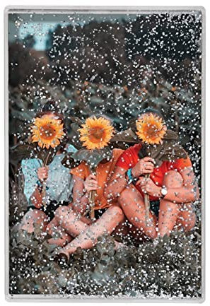 Personalised Glitter Block 4 x 6 - Acrylic Photo Picture Frame for Photos, Xmas Gift, Couples, Wedding, Anniversary, Valentines and More.