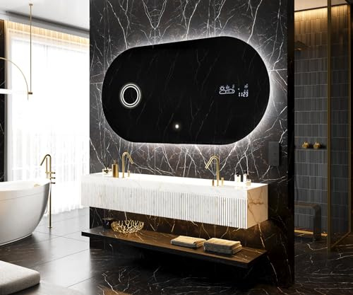 Artforma Badspiegel mit Beleuchtung - Asymmetrischer Spiegel - 140x70 - Led Spiegel Bad - Unregelmäßiger Form - Badezimmerspiegel Nach Maß - Modernes Design - Ohne Rahmen