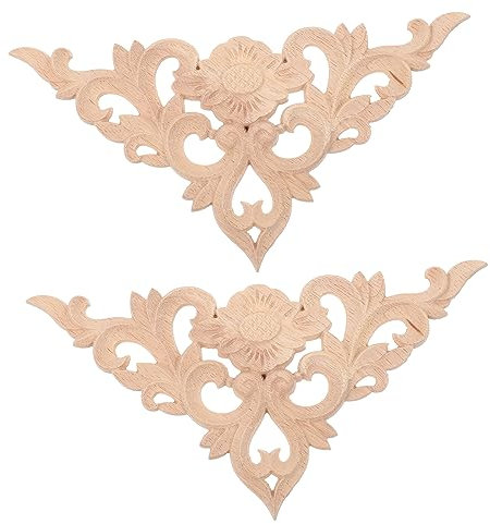 TOPBATHY Elegante 15x15cm Holz Geschnitzt Dekorative Applikation 2 Stück Hängende Wanddekoration Für Zuhause