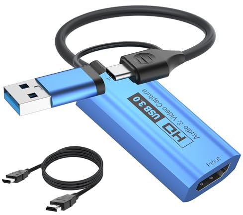 Carte de Capture vidéo YCBUENO 4K vers Adaptateur USB3.0 A/Type C Capture de Jeu vidéo pour l'édition vidéo, Les Jeux, Le Streaming, l'enseignement en Ligne