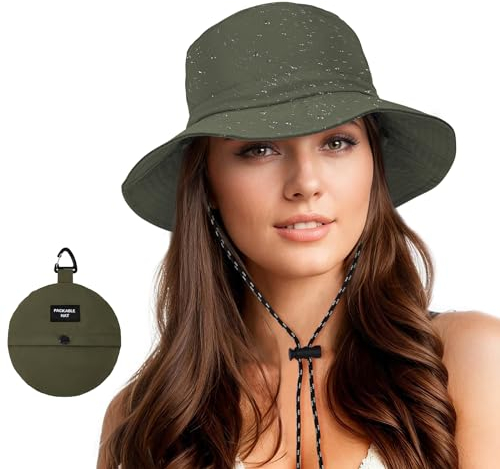 Durio Regenhut Damen Wasserdicht Fischerhut Damen Herren Anglerhut Bucket Hat Sonnenhut Faltbar Tragbar Outdoor Sommerhut Armeegrün