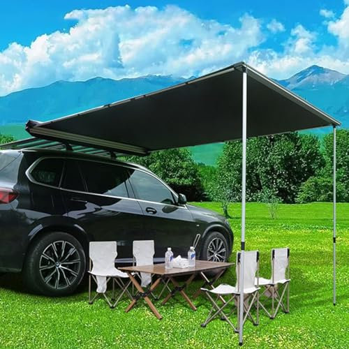 YVZYLXH Vorzelt Wohnwagen Sonnensegel Markise Dachzelt Auto,Ausziehbare Auto Markise,Polyester-Gewebe Vorzelt Wetterfestes UV50+,für Auto SUV Wohnwagen Camping Outdoor (Size : 150x250cm/4.9x8.2ft)