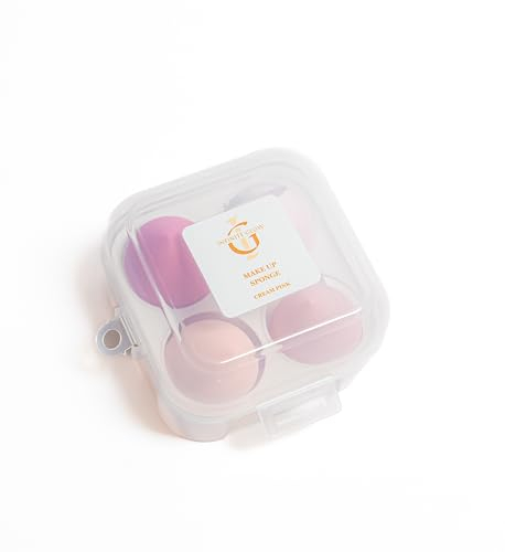Make up Sponge Set- 4 Pcs Variety Makeup Sponges for Foundation, Powder - Beauty Blenders for Face & Body- Make up Sponges - Makeup Sponges Pack with Case- 4 Pink Beauty Blenders