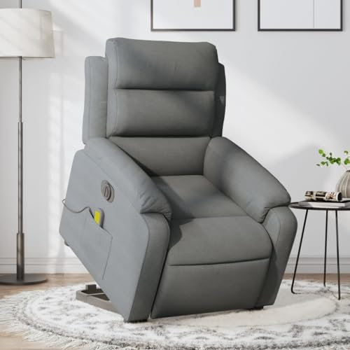 Homgoday Elektrisch Aufstehsessel, Massagesessel mit Aufstehhilfe, Fernsehsessel, Relaxsessel mit Liegefunktion, Ruhesessel Liegesessel TV Sessel, für Wohnzimmer Dunkelgrau Stoff