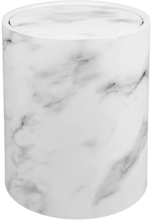 Zerodeko Swing Lid Trash can Marble Effect Waste Paper Basket Kitchen Bin for Bathroom Bedroom Office Smooth Interior 23.30 X 23.30 X 27.00 Cm
