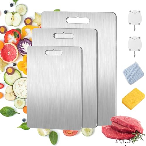Titan Schneidebrett, Titanium Cutting Board - Serenosole SafeCut Schneidebrett aus 100% Titan, Schneidebrett aus Titan, Non-Slip with Handle (29 * 20cm(11.42 * 7.87in))