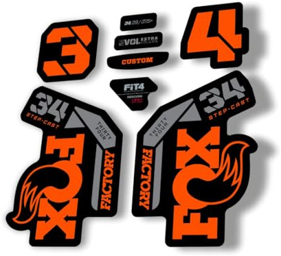 Autocollant de rechange pour fourche Fox 34 2023 Step Cast Series Orange Gris (brillant)