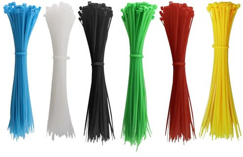 alwaiiz 600 Stück Kabelbinder Bunt 200mm x 3mm, Selbstsichernder Kabelbinder UV Beständig Für Kabelmanagement, Garten Dekoration (6 Farben)