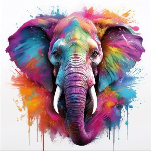 artissimo Bild aus Glas 50x50 cm Elefant bunt Pop Art AG5581A – modernes Glasbild Tierbild Wandbild Quadratisch, farbige Wanddeko Wohnzimmer