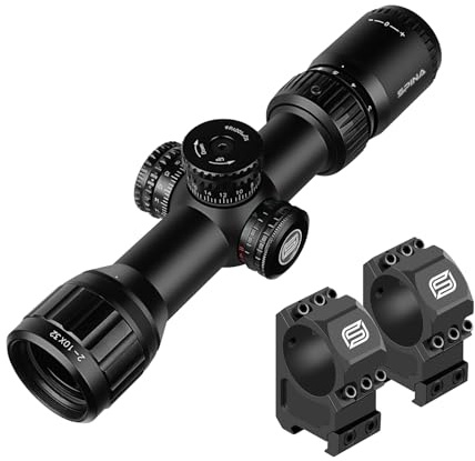 SPINA OPTICS IronClaw 2-10x32 AO Lunette de visée avec réticule illuminé Rouge et Vert 5 Niveaux,Tube de 30mm, Plans focaux Secondaires Lunettes de tir (avec Monture à Anneaux 20mm)