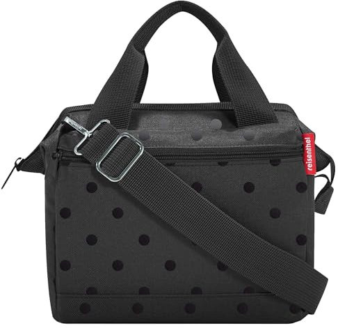 reisenthel allrounder cross glossy dots black – Kleine Crossbody Bag mit abnehmbarem und verstellbarem Schultergurt – Aus wasserabweisendem Material