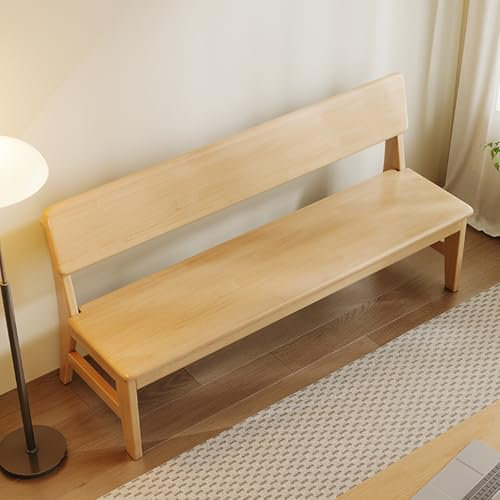 HARELA Esszimmerbank Bank mit Rückenlehne, Holzbank Sitzbank Flur Garderobenbank Schuhbank, Rustikale Home Décor Möbel, für Esszimmer, Flur, Garderobe, Natur(Wood,160cm/63in)