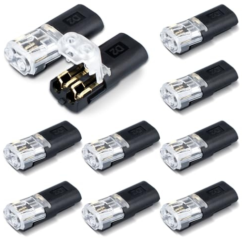 Innfeeltech 10 pezzi di connessione Ternimal, morsetto di connessione maschio-femmina tipo D2 LED, versione del filo non tagliente Connettori per cavi dritti per progetti fai-da-te