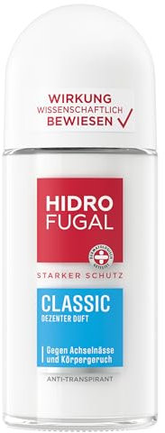 Hidrofugal ClASSIC Roll-on, starkes Anti-Transpirant mit dezentem Duft, Deo ohne Ethylalkohol mit zuverlässigem Schutz gegen Achselnässe und Körpergeruch (50 ml)