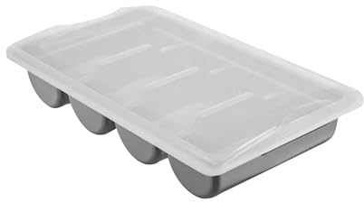 GGM Gastro Besteckkasten 537x301x120 mm mit 4 Fächern und Deckel | Hygienischer Schutz durch Deckel, spülmaschinengeeignet, leicht zu reinigen, sofort einsatzbereit, robustes Material
