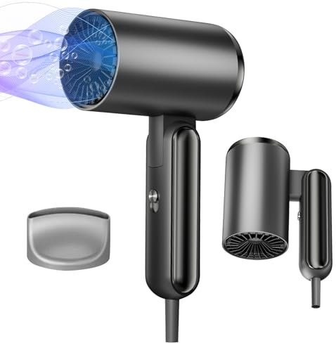 Bwaliffury Haartrockner 1800W, Ionen Föhn, Professional Haartrockner Negativen Ionen mit 1 Diffusor,3 Temperaturstufen, Überhitzungsschutz, Faltbarer Haartrockner für Friseursalon, Reise und Zuhause